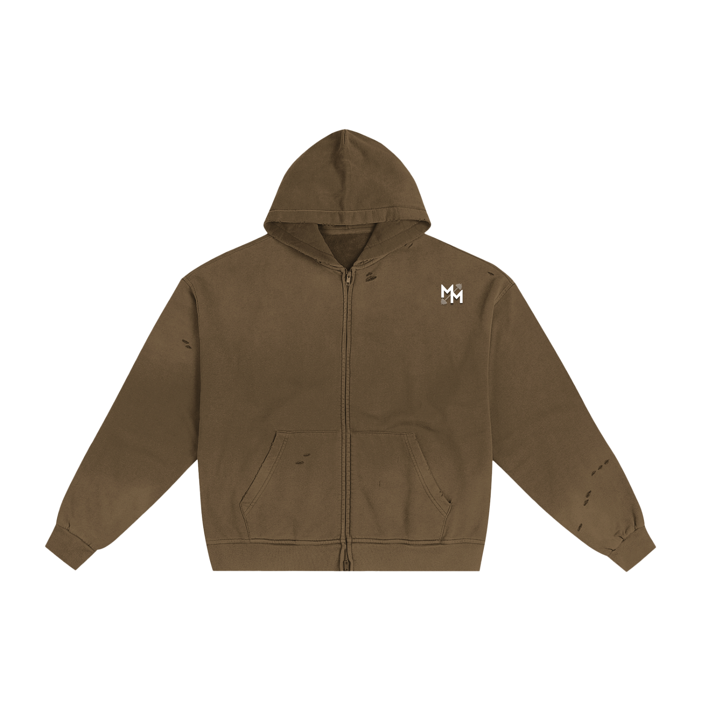 Motivational Hand-Frayed Sunfade Zip Hoodie