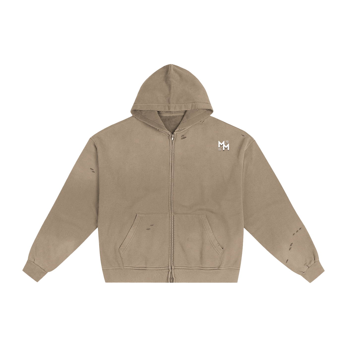 Motivational Hand-Frayed Sunfade Zip Hoodie