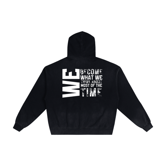 Motivational Hand-Frayed Sunfade Zip Hoodie