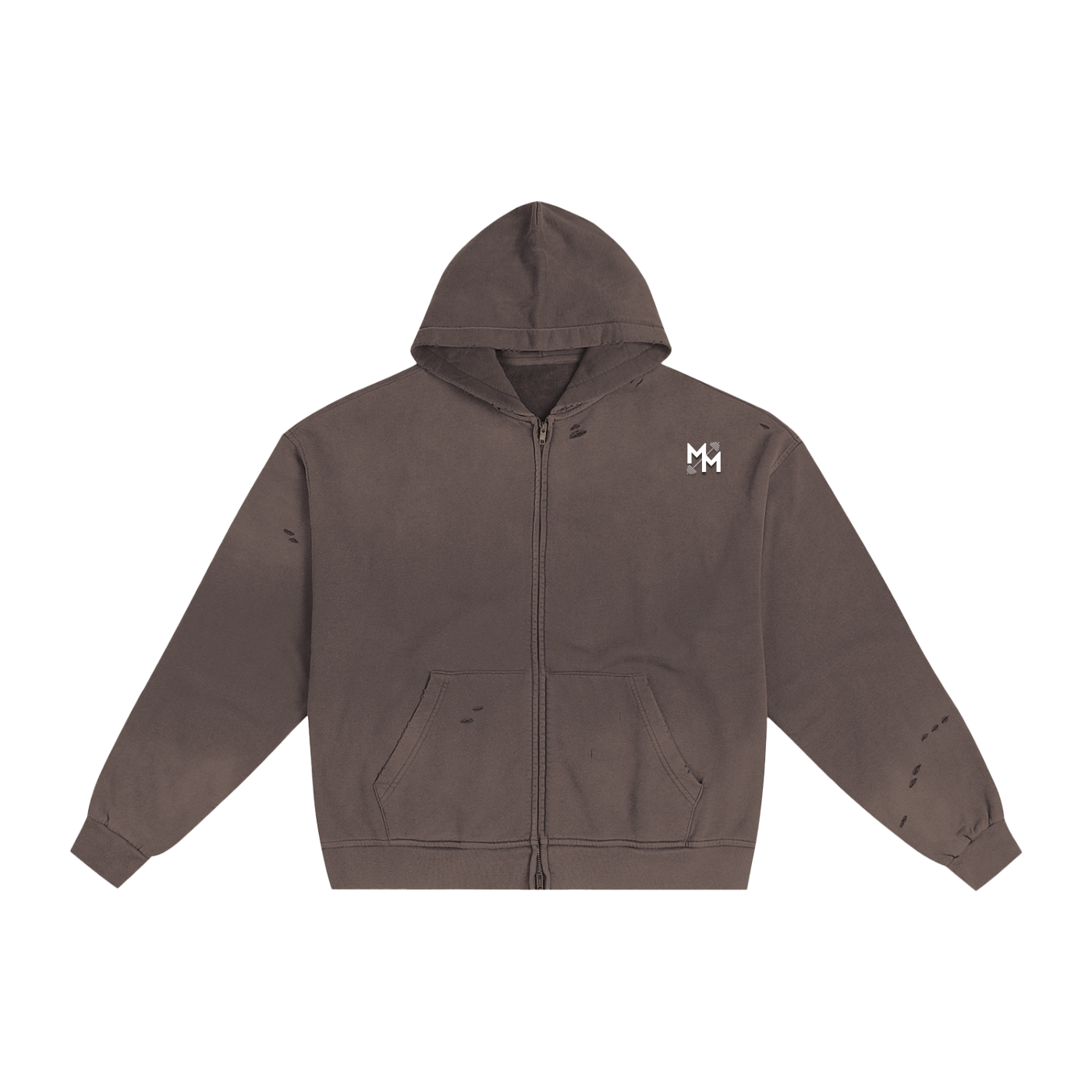 Motivational Hand-Frayed Sunfade Zip Hoodie